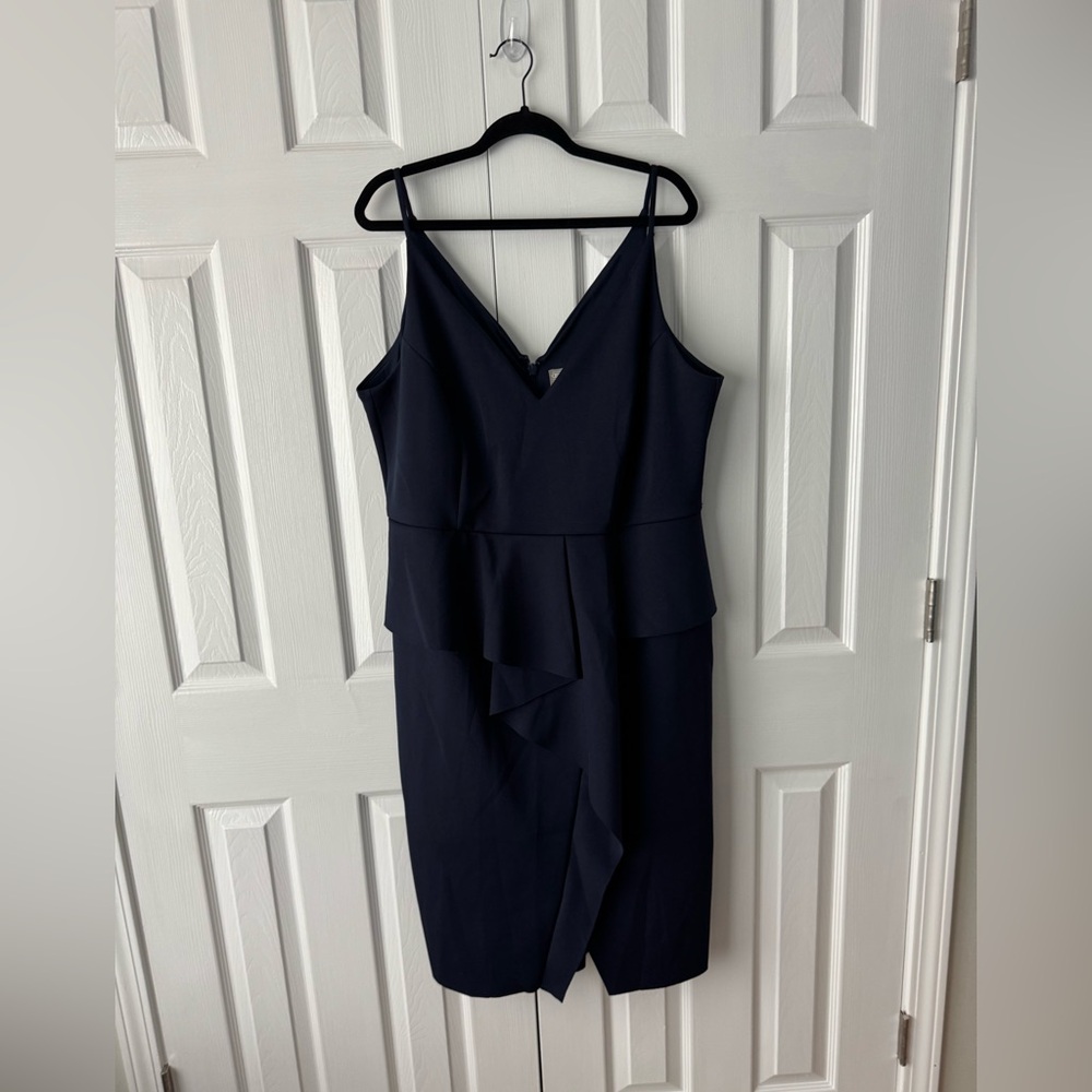 ASOS Navy Blue Spaghetti Strap Elegant Evening Cocktail Dress Size 18